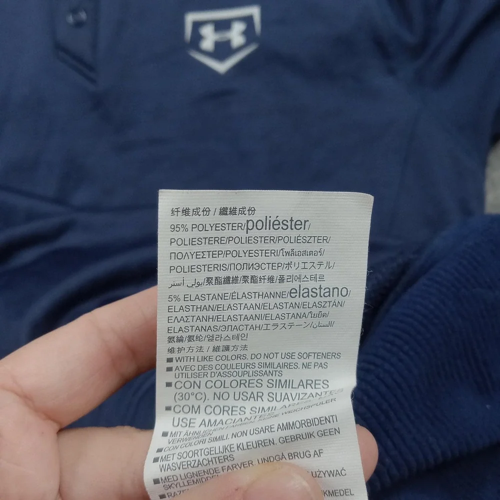 Under Armour Shirt‎ Mens Medium Blue Long Sleeve Henley Athletic Top 1281174